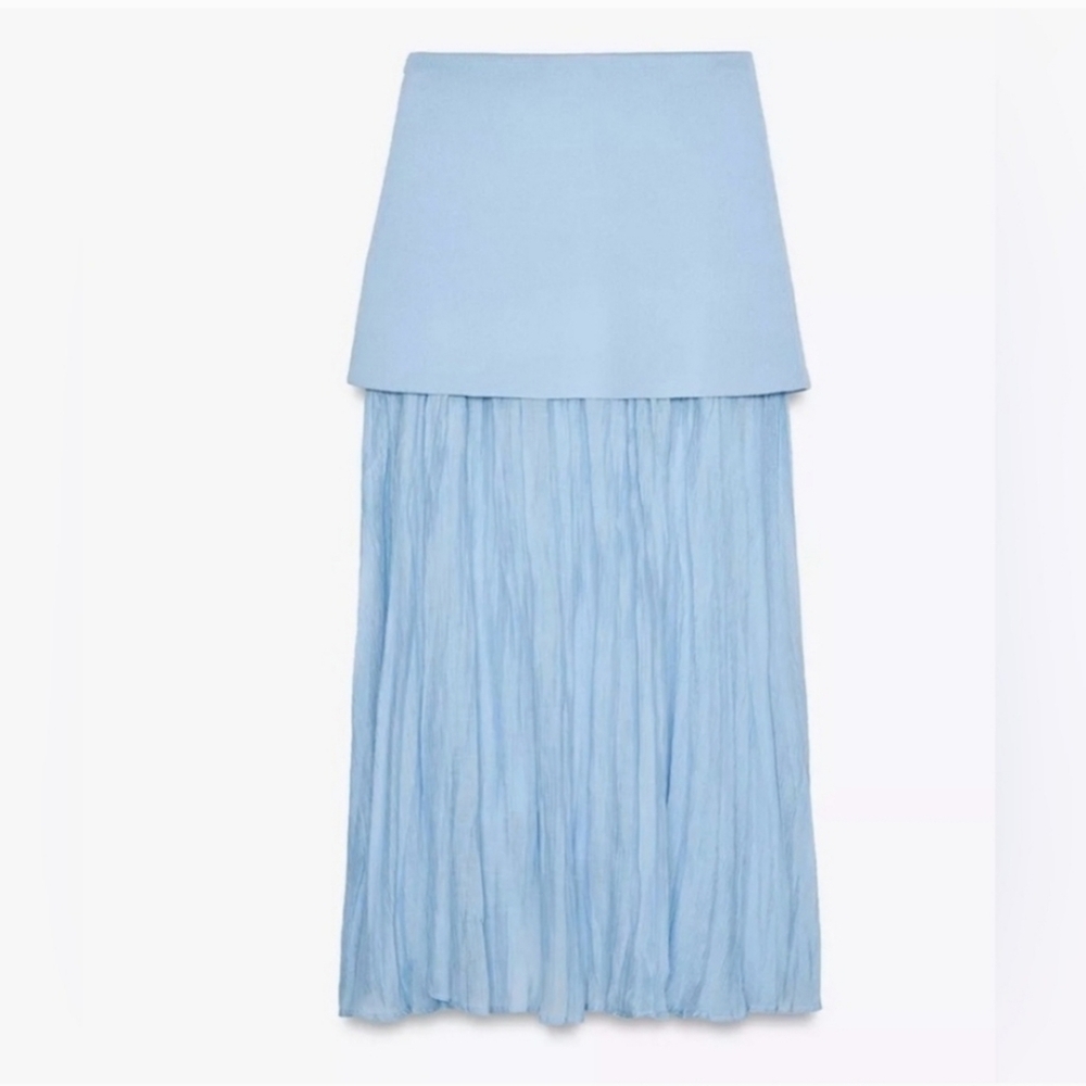ZARA BLUE MIXED PLEATED SKIRT๐๐๐ - Picture 6 of 9